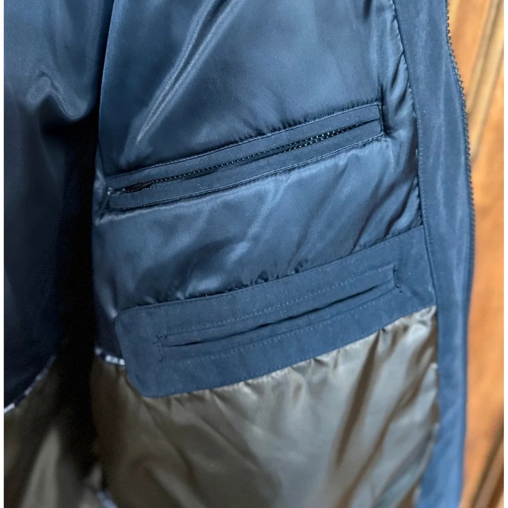 Roundtree & Yorke Mens Navy Blue Full Zip Microfiber Bomber Jacket Large L